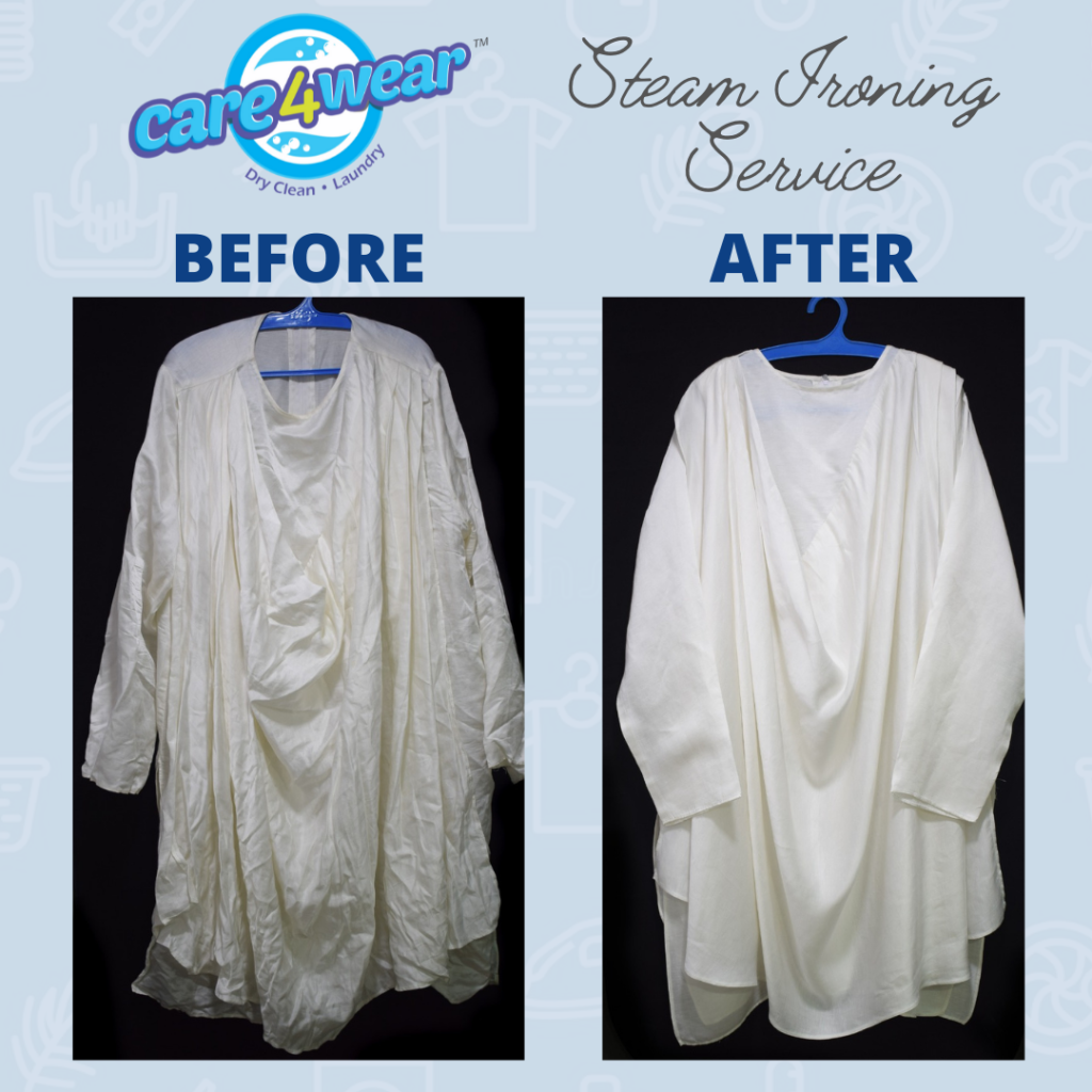 this image shows steam ironing services provided by care4wear