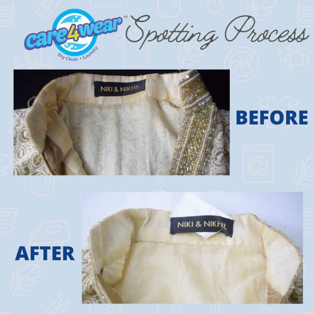 Stain removal process done while drycleaning garments